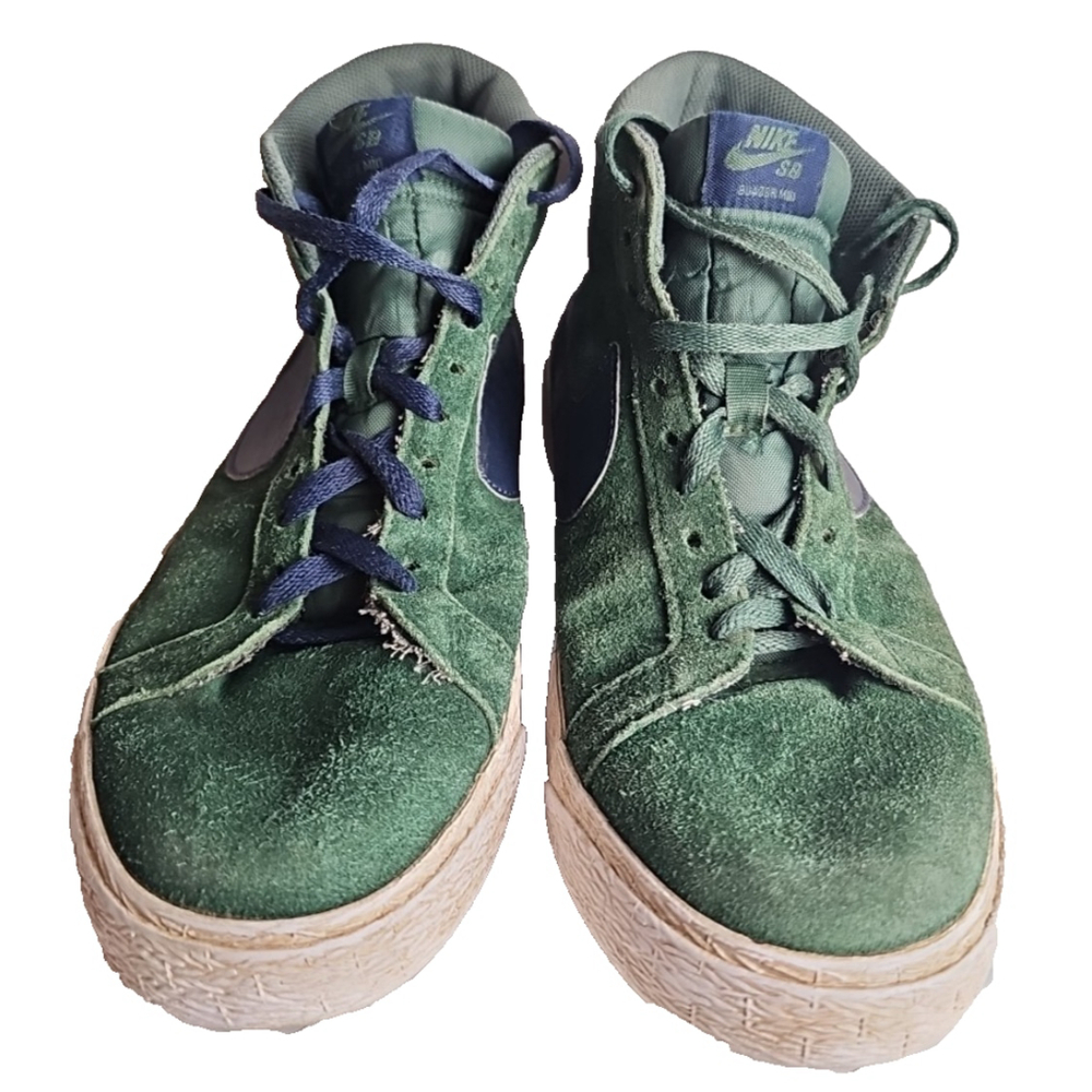 Nike Zoom Blazer SB Mid Noble Green 864349-302 US Size 9 Men's Navy Blue Accents